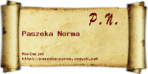 Paszeka Norma névjegykártya